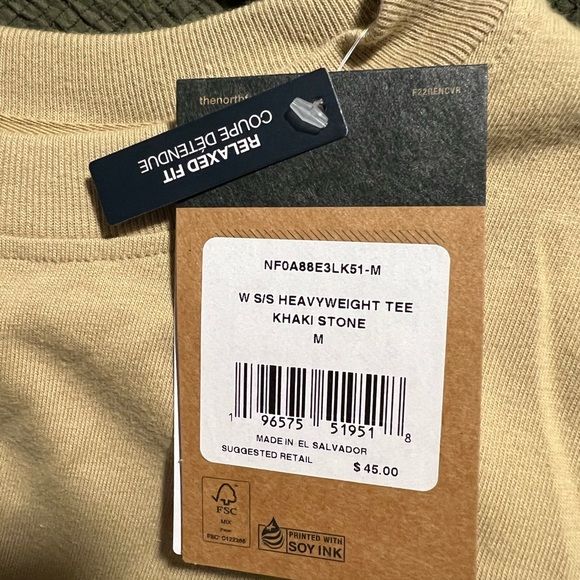 The North Face Short Sleeve Heavyweight Tee Khaki Stone Size Medium NWT - Picture 3 of 4